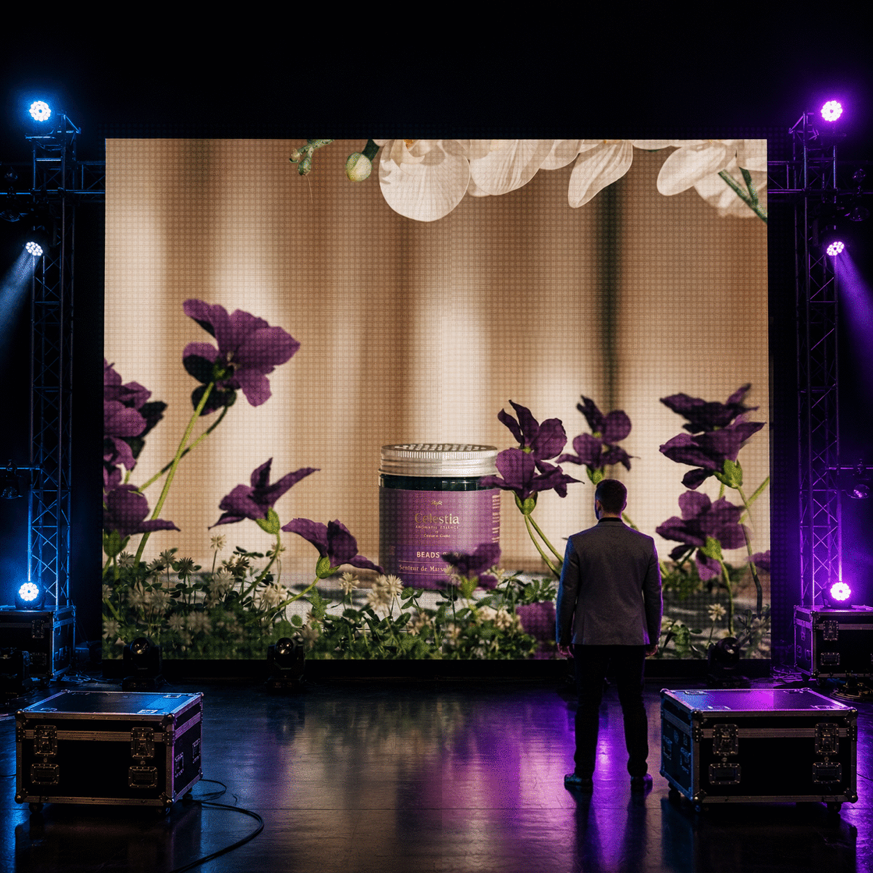 LED wall on stage displaying product visuals